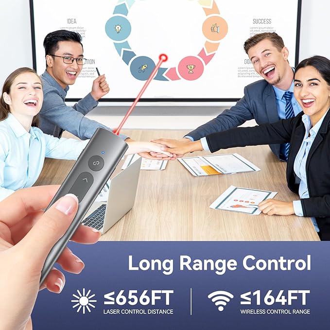 Wireless Presentation Clicker PowerPoint Remote: USB C A Presenter PPT Power Point Google Slide Advancer with Laser Pointer Smart Board Clicker for Computer Laptop Mac Projector Office Classroom