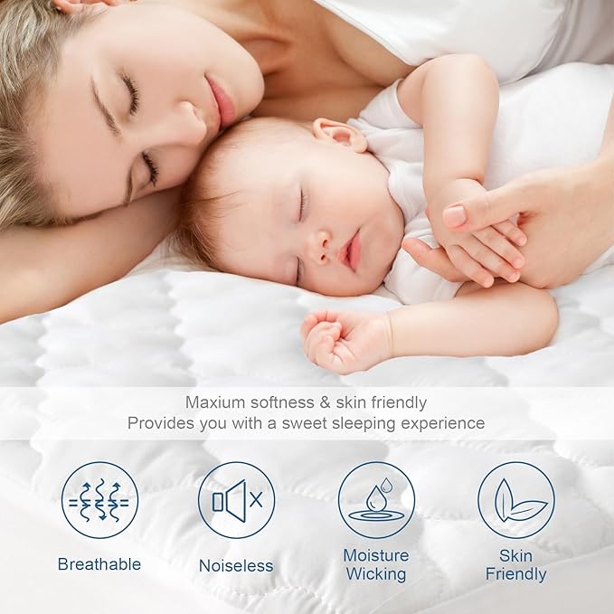 Full XL Mattress Protector Pad Waterproof Quilted, Breathable & Cooling Full XL - Image 2
