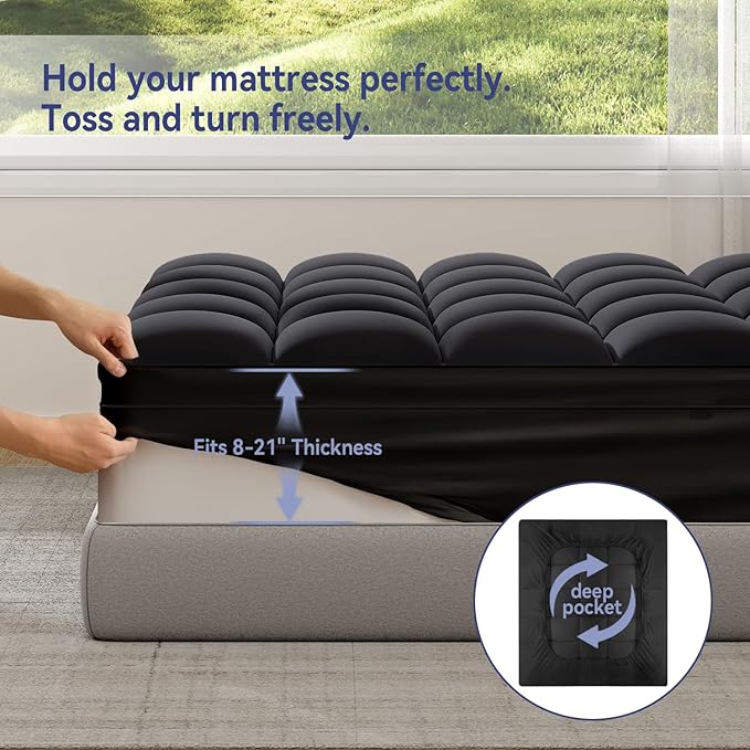 ELEMUSE Full XL Black Mattress Topper - Image 4