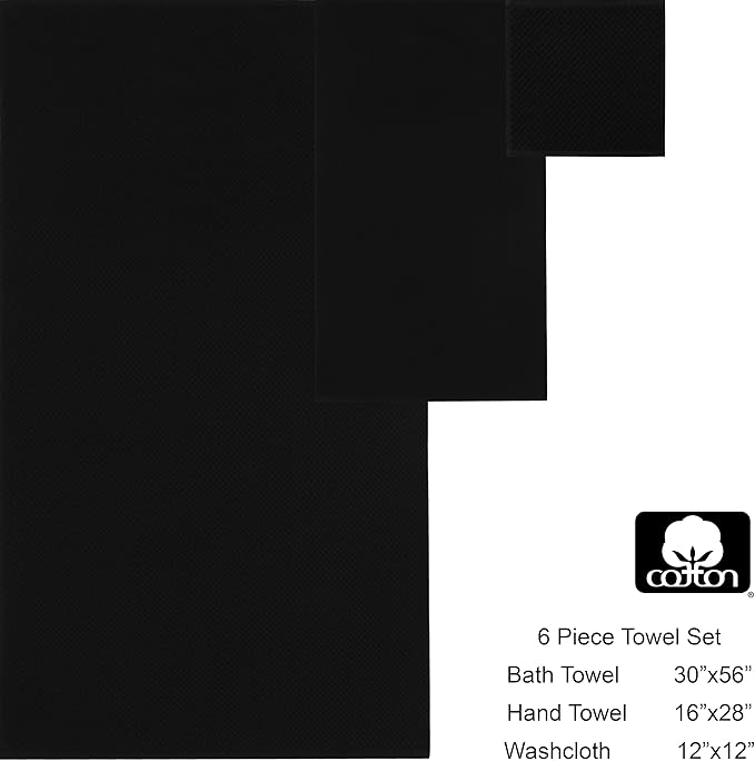 COTTON CRAFT Waffle 6 Piece Towel Set - Image 7