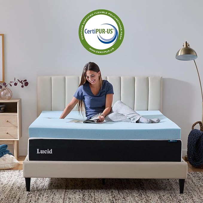 Lucid 4 Inch Memory Foam Mattress Topper, Full Size – Cooling Gel Bed Topper – - Image 4