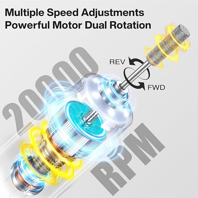 Professional Electric Nail Drill 2000mAH Portable Cordless Electric Nail File - Image 4