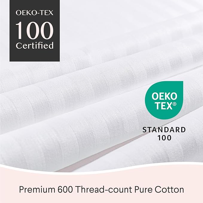 FAUNNA 600TC 100% Cotton Pillow Protectors, Queen Size, 4 Pack, Oeko-TEX - Image 2