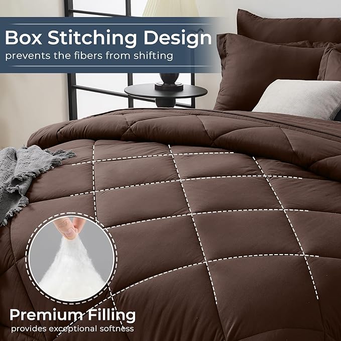HEVUMYI Brown Twin-XL Comforter Set - Image 4