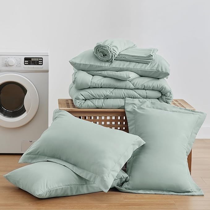 Love's cabin California King Comforter Set Aqua, 7 Pieces California King Bed - Image 6