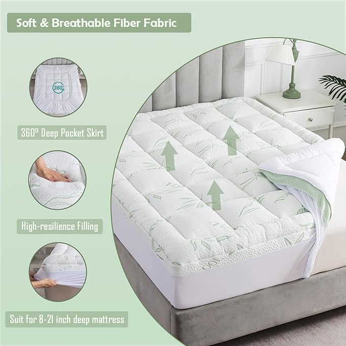 WhatsBedding Full Mattress Topper, Soft Pillow Top Mattress Topper - Image 4