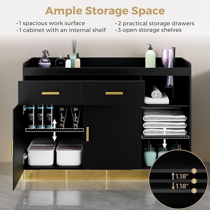 Salon Storage Cabinet Barber Station, Free Standing Hair Styling Station - Image 4