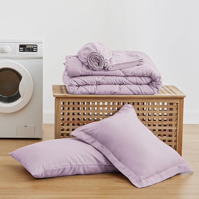 Love's cabin Twin XL Comforter Set Light Purple, 5 Pieces Twin XL Bed in a Bag - Image 6