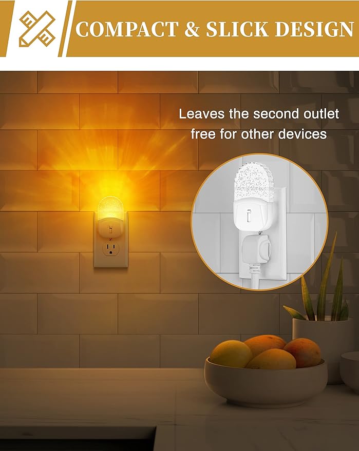 DORESshop Night Lights Plug Into Wall, Amber Warm Night Light, Dusk to Dawn - Image 3
