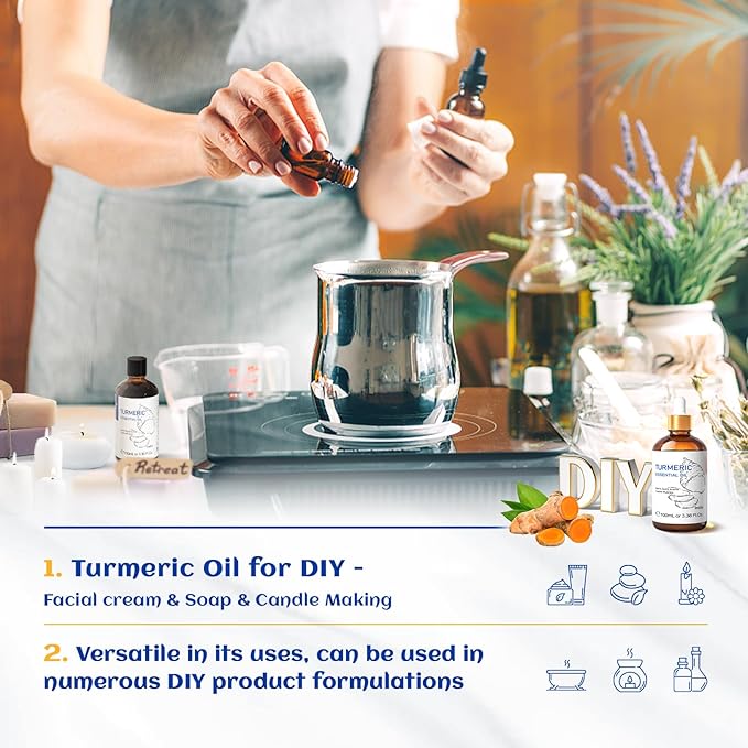 HIQILI 100ML Turmeric Oil for Face Skin Care, Aromatherapy, 100% Pure, Use - Image 4