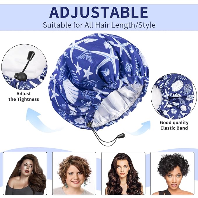 1 PCS Shower Cap, Double Layer & Adjustable Bathing Cap - Image 3