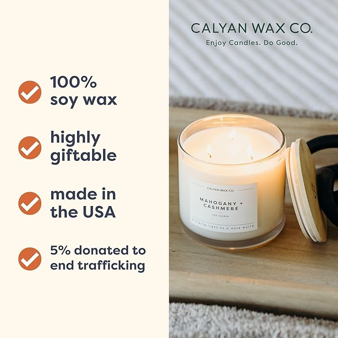 Calyan Wax Co. Seaside & Citrus 3 Wick Scented Candle - Image 3