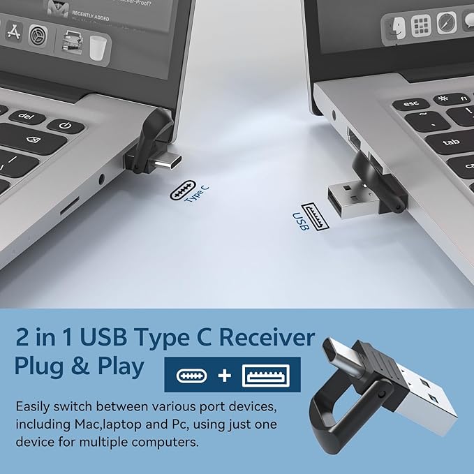 [2 in 1 USB C + Rechargeable] Presentation Clickers, Powerpoint Clicker Wireless Presenter Remote, Presentation Pointer PPT Slideshow Advancer Remote Control Slide USB Clicker for Computer, Mac