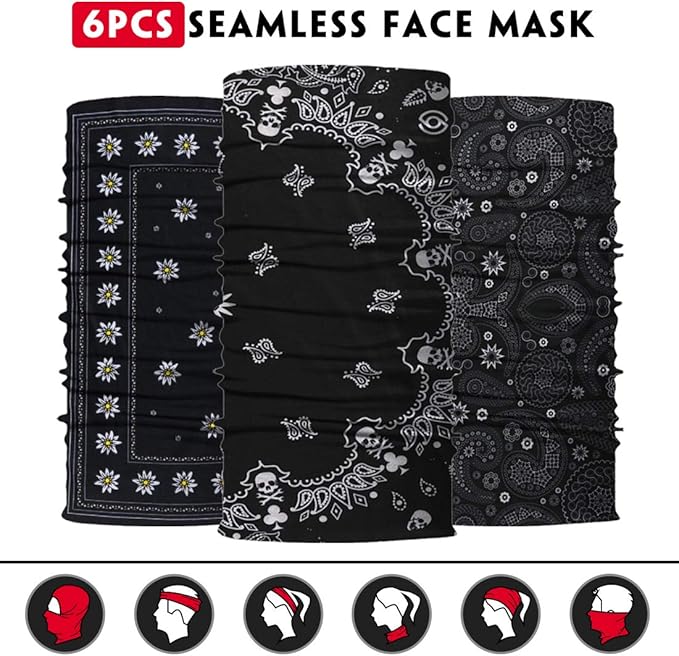 Venswell Neck Gaiter Face Mask Men Women, Seamless Bandana Rave Face Cover - Image 4