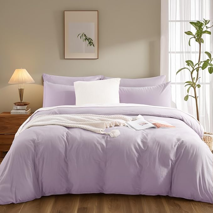 NEXHOME PRO Duvet Cover Set King Size Linen Feel Textured Organic Natural 100% - Image 3
