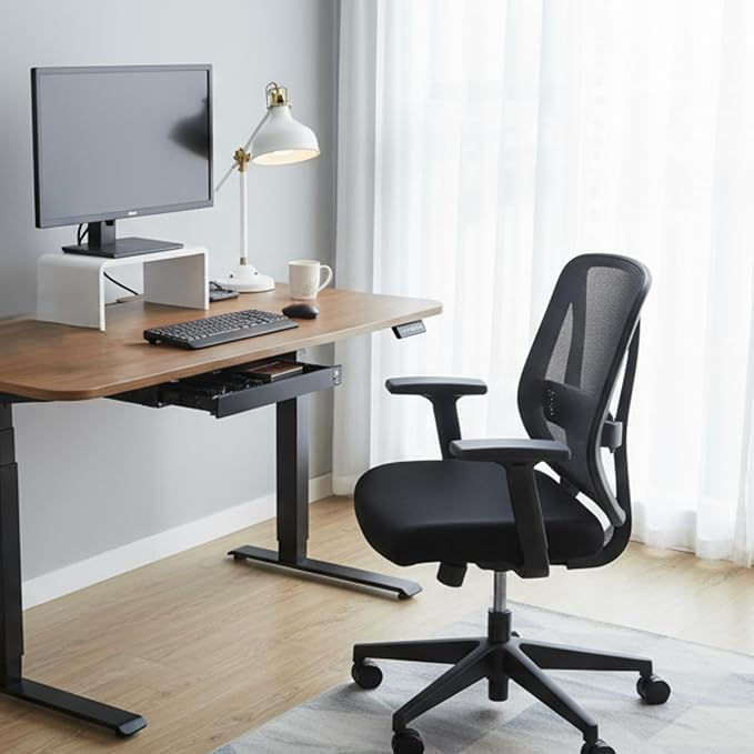 PERFECT POSTURE Max Under Desk Storage Drawer – Large Desk Drawer with Lock for Regular & Sit-Stand Standing Desks, Black (16.2” x 9.3")