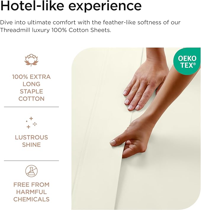 Threadmill Luxury 800 Thread Count California King 100% Cotton Sheets - Image 3