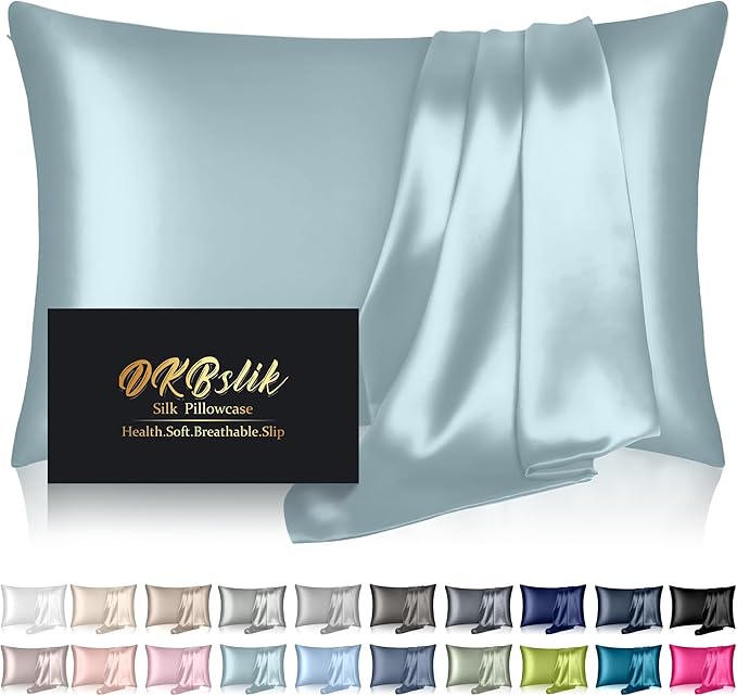 Silk Pillowcase for Hair and Skin, Mulberry Silk Pillow Cases Queen Size by HOME