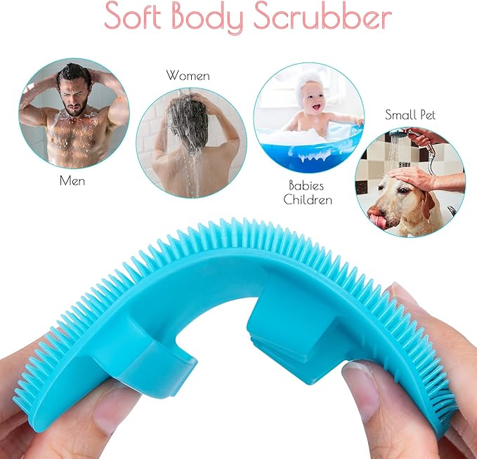 2 Pack Soft Silicone Shower Brush, Body & Face & Short Hair Wash, Bath - Image 5