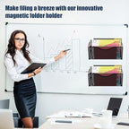 LQPAFZ Magnetic File Holder 2 Pockets File Folder Organizer, Office Hanging Magazine Rack for Refrigerator, White Board, No Drilling Paper Document Holder Mail Organizer for File Cabinets