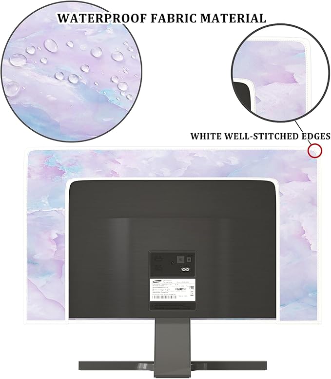 Baocicco Violet Marble Waterproof 26, 27, 28 Inch Anti-Static Dustproof LCD/LED/HD Abstract Creative Desige Monitor Accessories Laptop TV LCD Screen Texture Monitor Decoration for Tablet