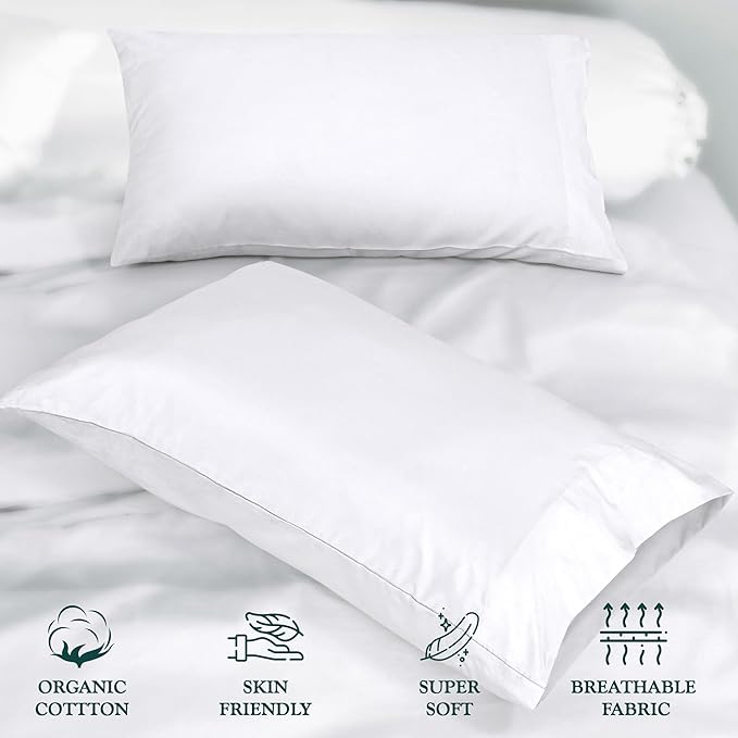 Royale Linens White Cotton Pillow Cases Standard Size Set of 12 - Image 6
