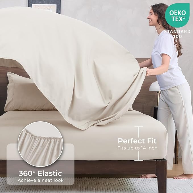 HEVUMYI Beige Tan Full Comforter Set - Image 5
