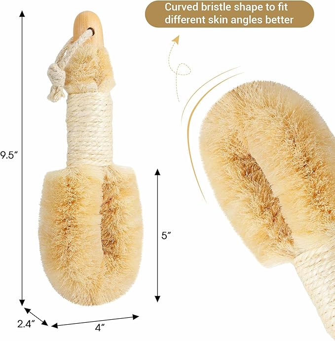 Dry Body Brush Set for Lymphatic Drainage, Natural Sisal Bristle Dry Brushing - Image 7