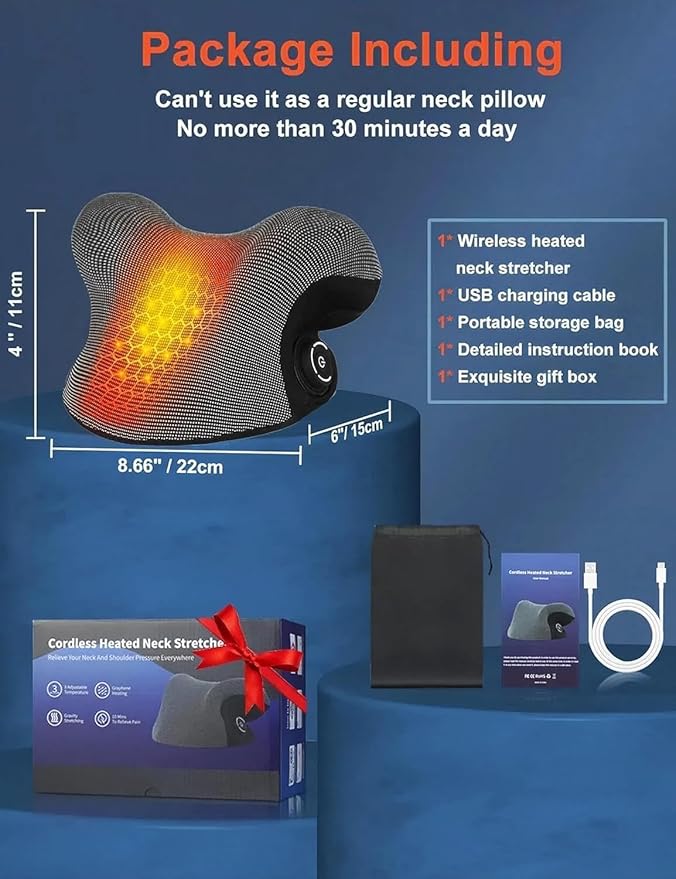 Wireless Heated Neck Stretcher for Pain Relief, Portable Cordless Neck Shoulder - Image 7