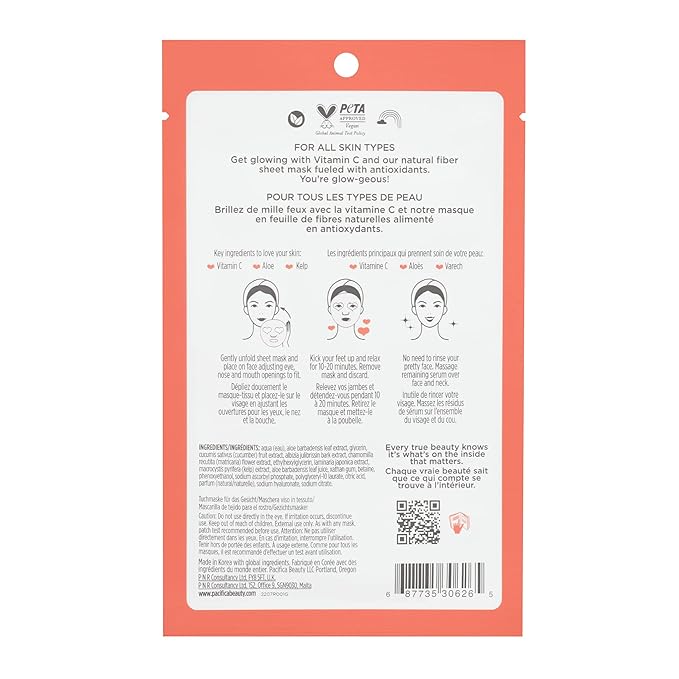 Pacifica Beauty, Glow Baby Brightening Face Mask, Sheet Mask, Vitamin C - Image 7