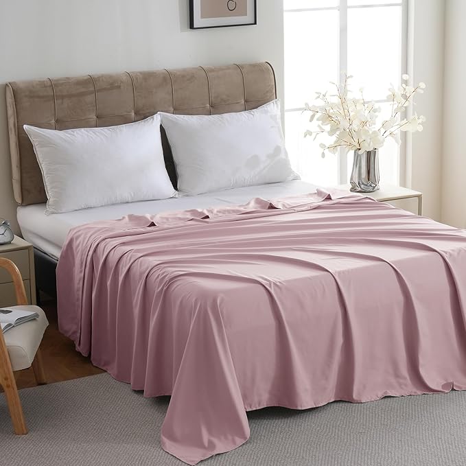 ZPECC Twin Flat Sheet Only 1 Pack, Durable Pink Top Bed Sheets Hypoallergenic - Image 3