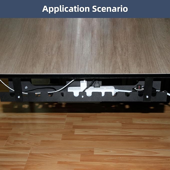 2 Pack Cable Management Under Desk Tray,Adjustable Length(15.7”-31.4”) Large Cord Organizer for Wire Management Tray,Under Table Cord Wire Organizer for Home,Office,Computer Desk