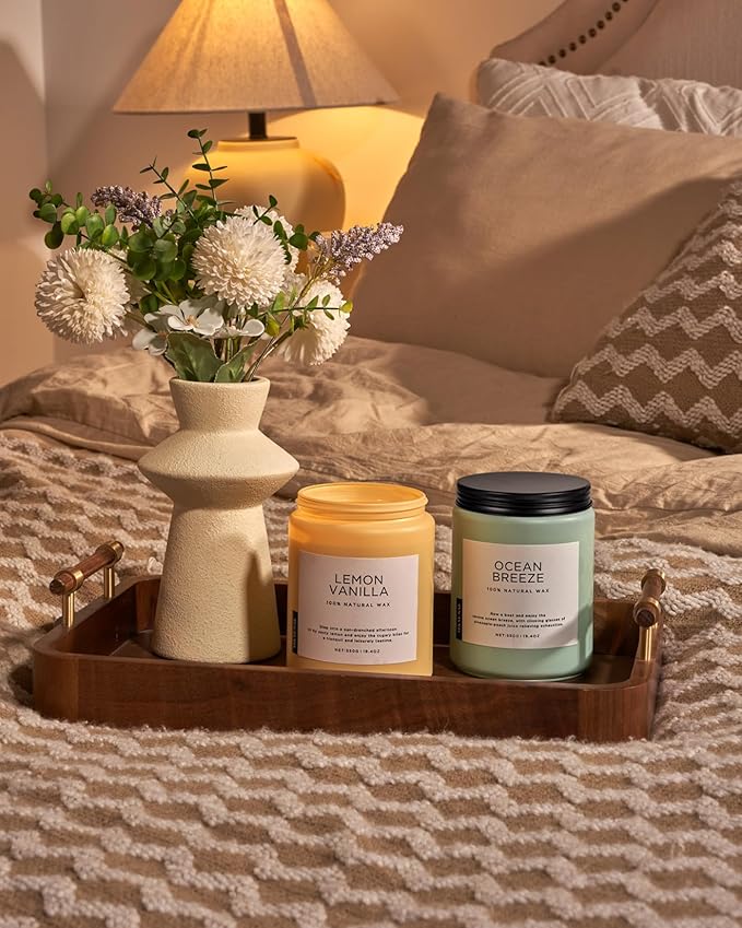M&SENSE Lemon Vanilla Scented Candles, 19.4oz Organic Soy Wax, 110 Hours Long - Image 8