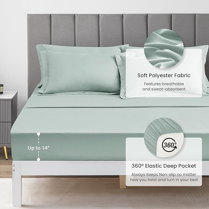 Love's cabin Twin Comforter Set Aqua, 5 Pieces Twin Bed in a Bag, All Season - Image 4