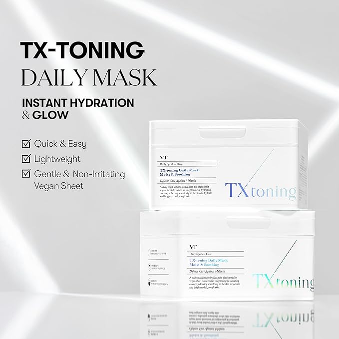 VT COSMETICS TX Toning Daily Mask 30 Sheets, Tranexamic Acid, Niacinamide - Image 2