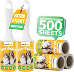 Extra Sticky Lint Roller for Pet Hair – 500 Sheets, Reinforced 2 Handles, Dog & Cat Hair Remover for Clothes, Carpet, Furniture