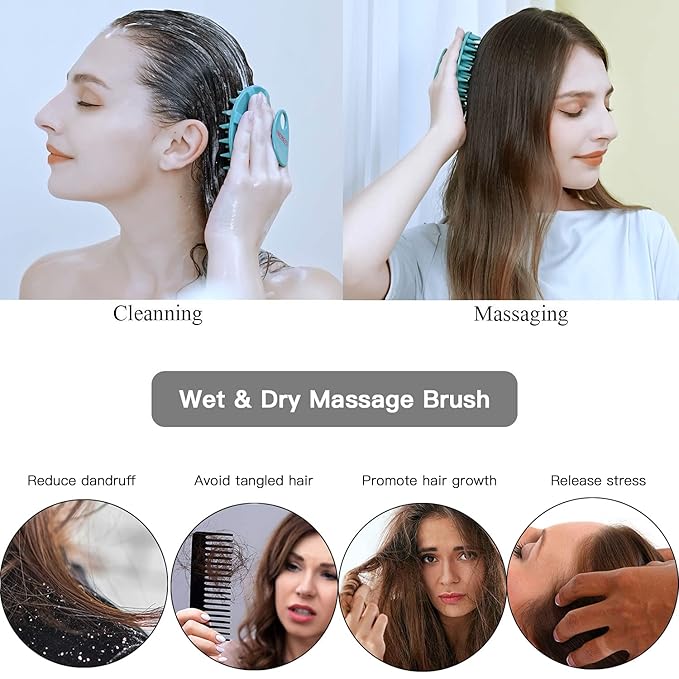 Scalp Massager Shampoo Brush, Wet & Dry Manual Scalp Care Head Scrubber Hair - Image 5