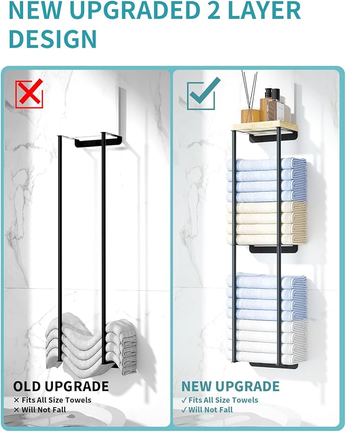 Towel Racks for Bathroom, 2 Tier Wall Towel Holder - Image 5