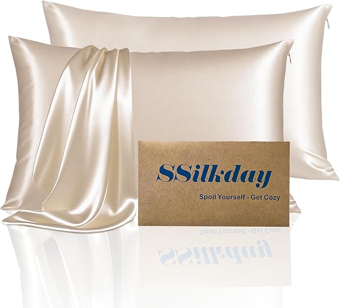 Mulberry Silk Pillow Cases Queen Size Set of 2, Ultra Smooth Soft Breathable by Unknown