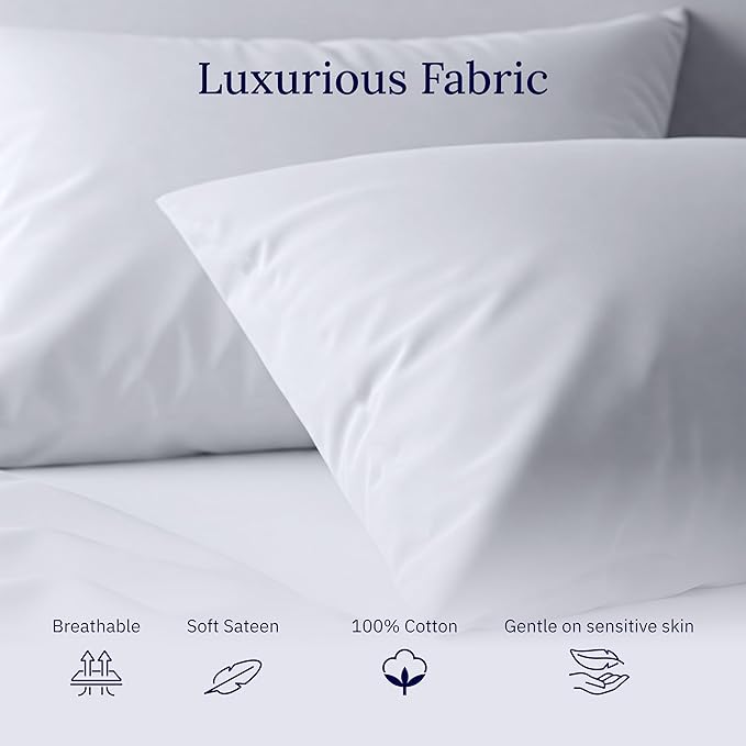 Luxuriously Soft Premium 600 Thread Count, 100% Cotton Set of 2 Cases, Crisp - Image 6