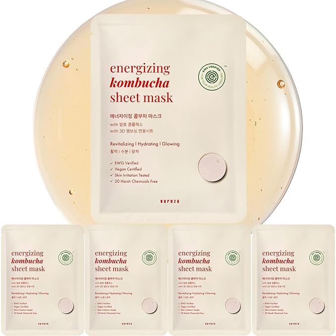 EWG Verified Kombucha Sheet Mask Lyocell 3D Snow Crystal Sheet Fermented Bifida by Thebeginningofcleanbeauty