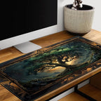 Mystical Green Tree Large Gaming Mouse Pad Forest Tree of Life Deskpad Mat XXL Extended Gaming Desk Large Mousepad Computer Laptop Keyboard and Mouse Mat, Office Desk Decor Pad 31.5x15.8 in