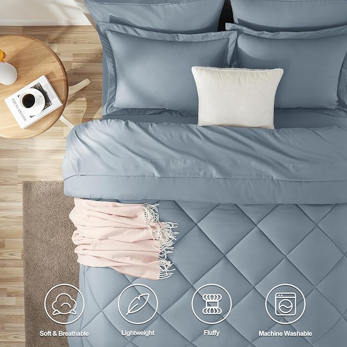 CozyLux Full Size Comforter Sets Dusty Blue - Image 2