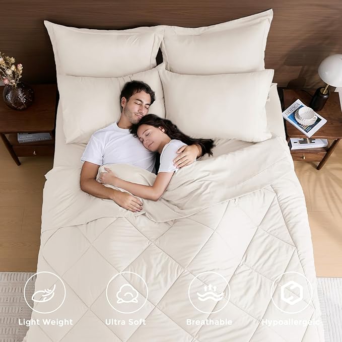 HEVUMYI Ivory Cali-King Comforter Set - Image 2