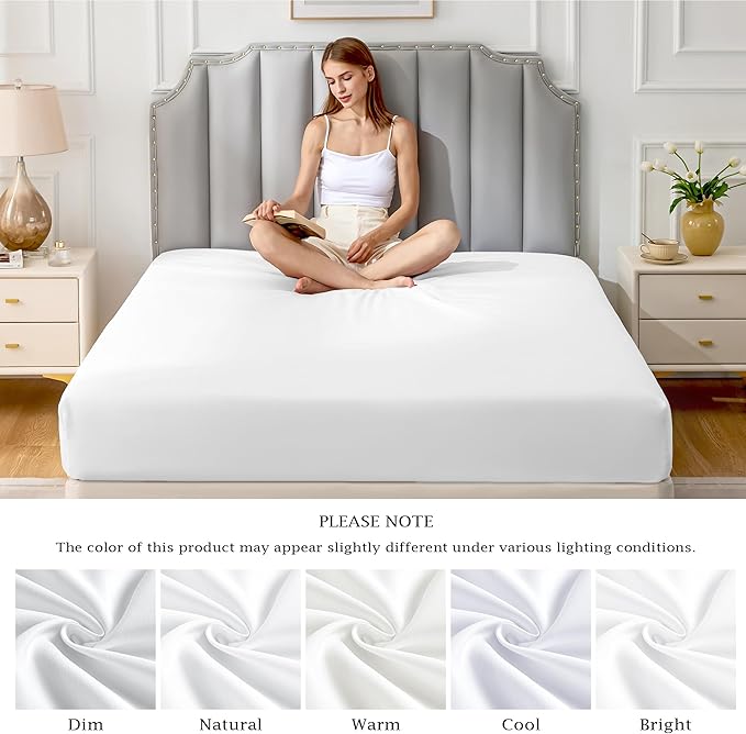 FreshCulture Pure Cotton Fitted Sheets California King Size, 300 Thread Count - Image 7