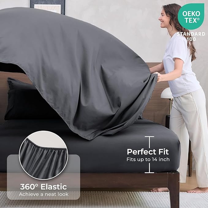 HEVUMYI Oversized Queen Comforter Set Dark Grey - Image 5