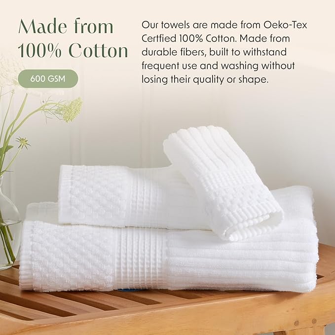 Springtree Home 100% Cotton Bath Towel Set of 4 | Super Soft & Absorbent - Image 5
