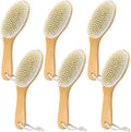 6 Pack Dry Brushing Body Brush, Soft Natural Bristle Exfoliating Dry Brush by GIWOSK