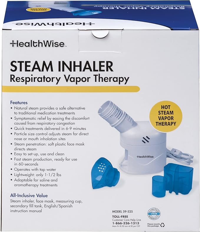 HealthWise Steam Inhaler Respiratory Vapor Therapy | Sinus Pressure, Congestion - Image 3