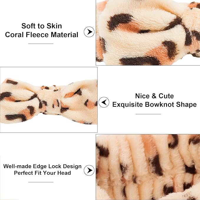 Casoty Leopard Print Spa Skincare Headband Head Bands or Washing Face Cute Face - Image 5